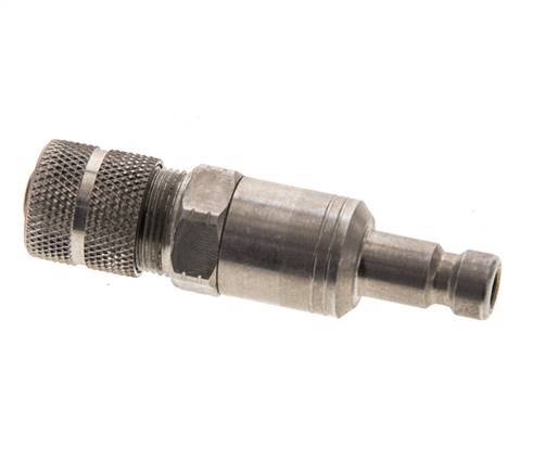 Stainless steel DN 2.7 (Micro) Air Coupling Plug 4x6 mm Union Nut Bulkhead Double Shut-Off