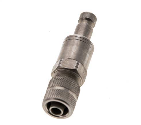 Stainless steel DN 2.7 (Micro) Air Coupling Plug 4x6 mm Union Nut Bulkhead Double Shut-Off