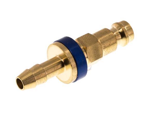 Brass DN 5 Blue-Coded Air Coupling Plug 6 mm Hose Pillar