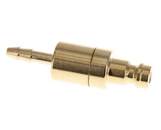 Brass DN 5 Air Coupling Plug 4 mm Hose Pillar Double Shut-Off