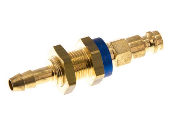 Messing DN 5 Blauw-Coded Luchtkoppeling Insteeknippel 6 mm Slangpilaar Schotkoppeling