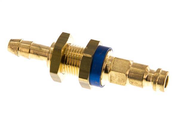 Brass DN 5 Blue-Coded Air Coupling Plug 6 mm Hose Pillar Bulkhead