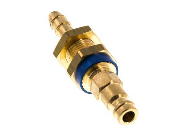 Messing DN 5 Blauw-Coded Luchtkoppeling Insteeknippel 6 mm Slangpilaar Schotkoppeling
