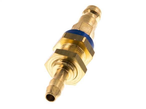 Messing DN 5 Blauw-Coded Luchtkoppeling Insteeknippel 6 mm Slangpilaar Schotkoppeling