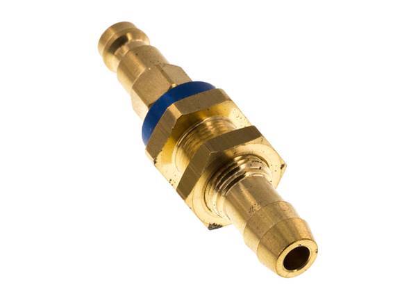 Messing DN 5 Blauw-Coded Luchtkoppeling Insteeknippel 9 mm Slangpilaar Schotkoppeling
