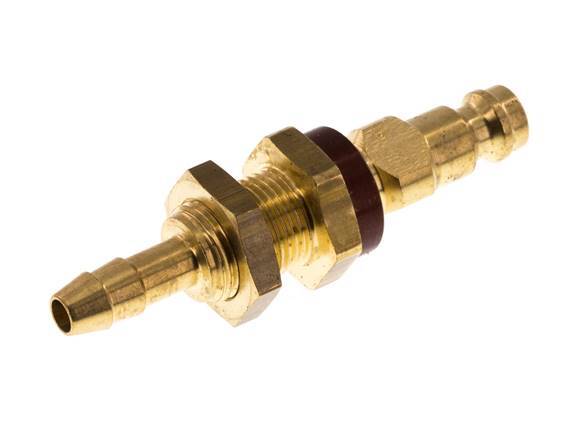 Brass DN 5 Brown-Coded Air Coupling Plug 6 mm Hose Pillar Bulkhead