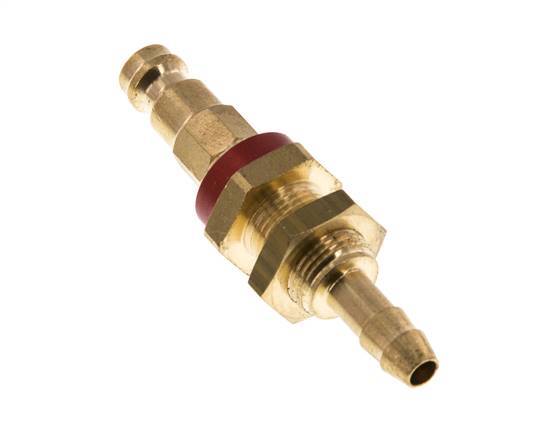 Messing DN 5 Rood-Coded Luchtkoppeling Insteeknippel 6 mm Slangpilaar Schotkoppeling
