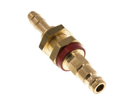 Messing DN 5 Rood-Coded Luchtkoppeling Insteeknippel 6 mm Slangpilaar Schotkoppeling
