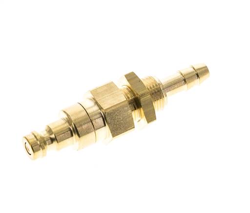 Messing DN 5 Luchtkoppeling Insteeknippel 4 mm Slangpilaar Schotkoppeling Double Shut-Off
