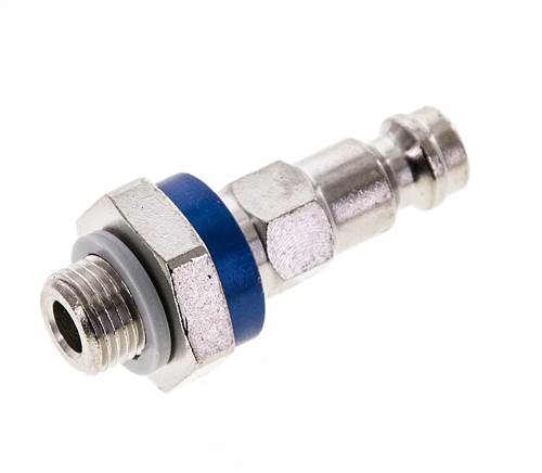 Vernikkeld Messing DN 5 Blauw-Coded Luchtkoppeling Insteeknippel G 1/8 inch Buitendraad