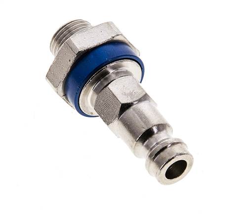 Vernikkeld Messing DN 5 Blauw-Coded Luchtkoppeling Insteeknippel G 1/8 inch Buitendraad
