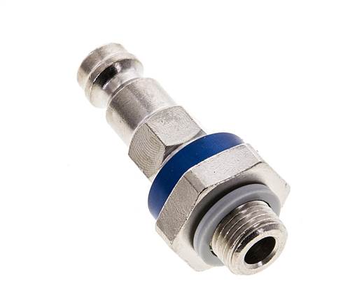 Vernikkeld Messing DN 5 Blauw-Coded Luchtkoppeling Insteeknippel G 1/8 inch Buitendraad