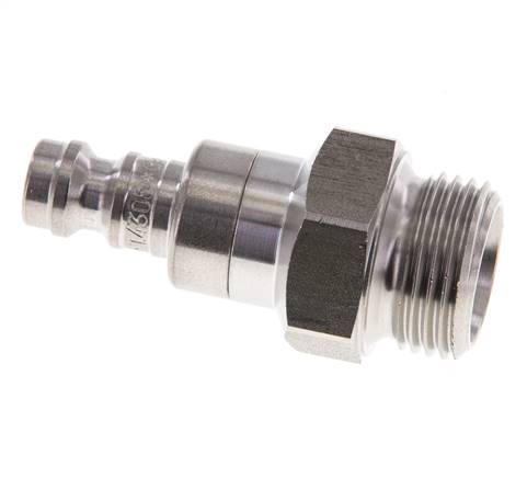 RVS DN 5 Luchtkoppeling Insteeknippel G 3/8 inch Buitendraad Double Shut-Off