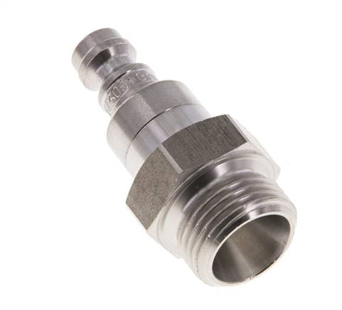 RVS DN 5 Luchtkoppeling Insteeknippel G 3/8 inch Buitendraad Double Shut-Off