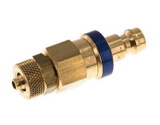 Messing DN 5 Blauw Luchtkoppeling Insteeknippel 4x6 mm Push-On Double Shut-Off