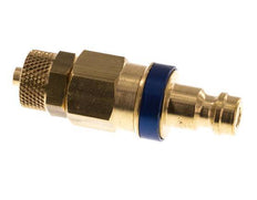 Messing DN 5 Blauw Luchtkoppeling Insteeknippel 4x6 mm Push-On Double Shut-Off