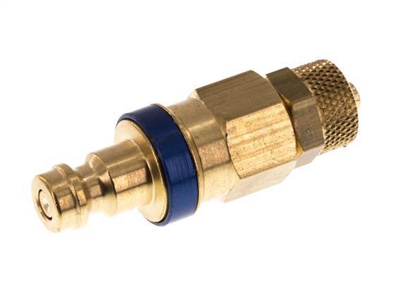 Messing DN 5 Blauw Luchtkoppeling Insteeknippel 4x6 mm Push-On Double Shut-Off