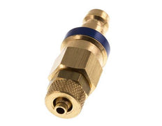 Messing DN 5 Blauw Luchtkoppeling Insteeknippel 4x6 mm Push-On Double Shut-Off