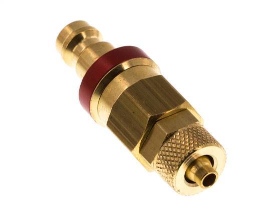 Messing DN 5 Rood Luchtkoppeling Insteeknippel 4x6 mm Push-On Double Shut-Off