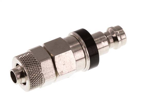 Vernikkeld Messing DN 5 Zwart Luchtkoppeling Insteeknippel 6x8 mm Push-On Double Shut-Off