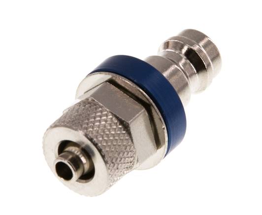 Vernikkeld Messing DN 5 Blauw Luchtkoppeling Insteeknippel 4x6 mm Push-On