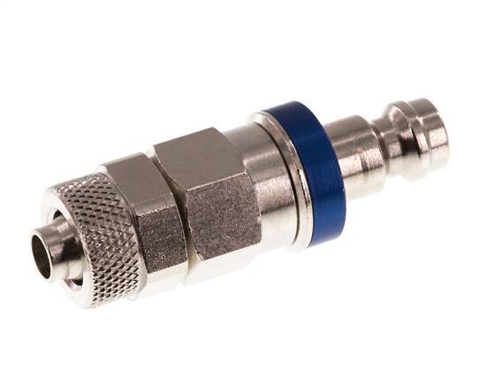 Vernikkeld Messing DN 5 Blauw Luchtkoppeling Insteeknippel 6x8 mm Push-On Double Shut-Off