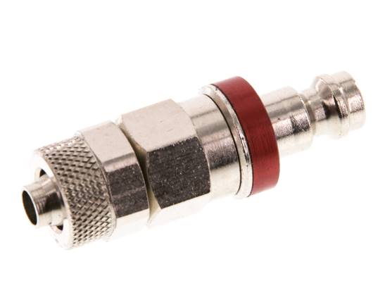 Vernikkeld Messing DN 5 Rood Luchtkoppeling Insteeknippel 6x8 mm Push-On Double Shut-Off