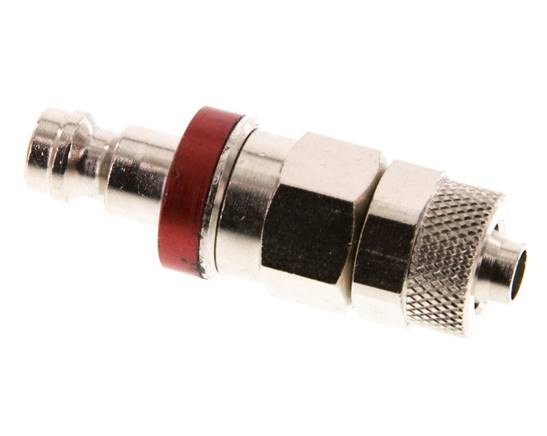 Vernikkeld Messing DN 5 Rood Luchtkoppeling Insteeknippel 6x8 mm Push-On Double Shut-Off