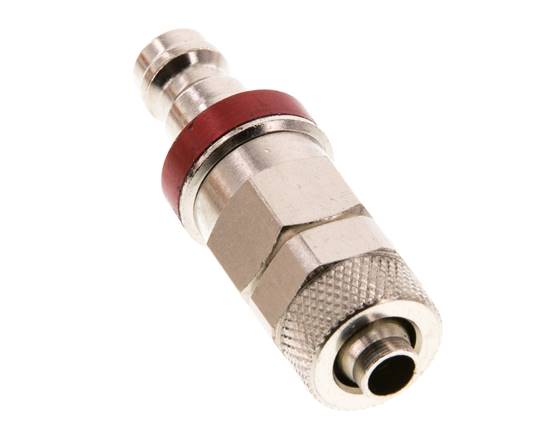 Vernikkeld Messing DN 5 Rood Luchtkoppeling Insteeknippel 6x8 mm Push-On Double Shut-Off