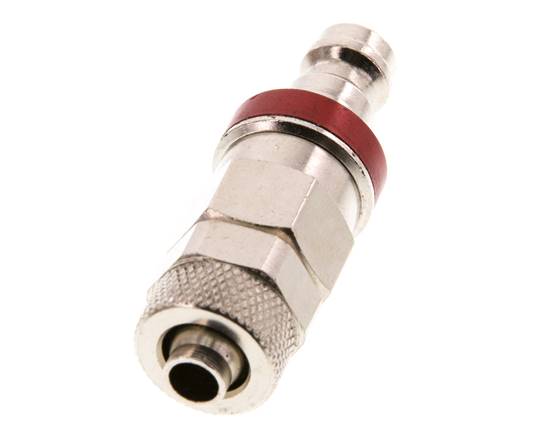 Vernikkeld Messing DN 5 Rood Luchtkoppeling Insteeknippel 6x8 mm Push-On Double Shut-Off