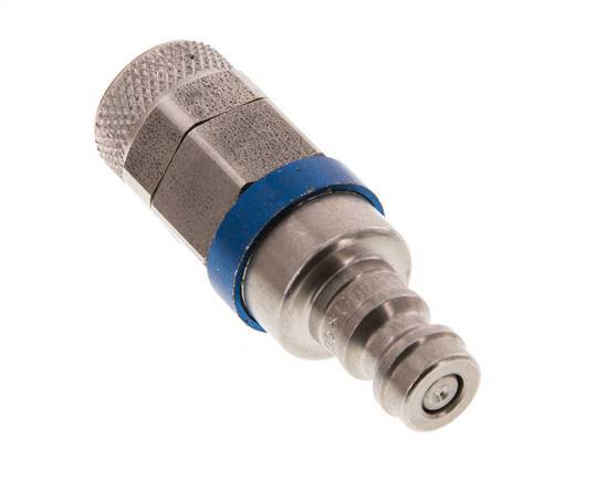 RVS DN 5 Blauw Luchtkoppeling Insteeknippel 6x8 mm Push-On Double Shut-Off