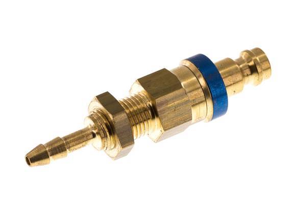 Messing DN 5 Blauw Luchtkoppeling Insteeknippel 4x6 mm Push-On Schotkoppeling Double Shut-Off