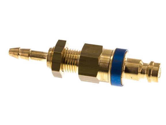 Messing DN 5 Blauw Luchtkoppeling Insteeknippel 4x6 mm Push-On Schotkoppeling Double Shut-Off