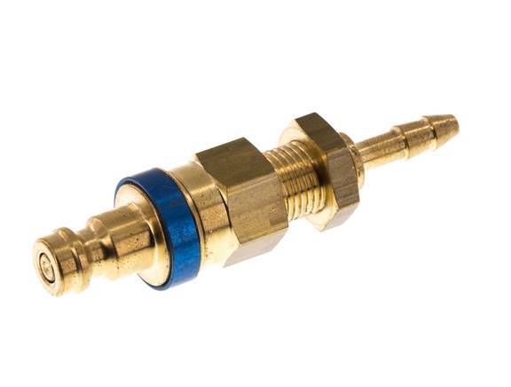 Messing DN 5 Blauw Luchtkoppeling Insteeknippel 4x6 mm Push-On Schotkoppeling Double Shut-Off