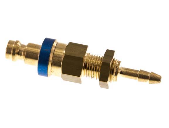 Messing DN 5 Blauw Luchtkoppeling Insteeknippel 4x6 mm Push-On Schotkoppeling Double Shut-Off