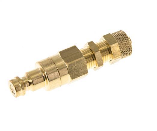 Messing DN 5 Luchtkoppeling Insteeknippel 4x6 mm Push-On Schotkoppeling Double Shut-Off