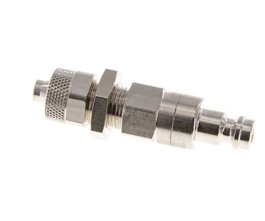 Nickel-plated Brass DN 5 Air Coupling Plug 6x8 mm Union Nut Bulkhead Double Shut-Off