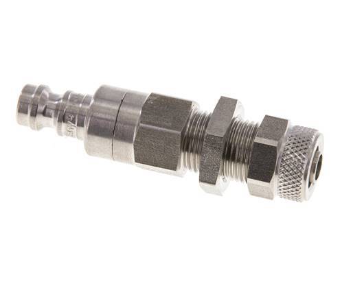 Stainless steel DN 5 Air Coupling Plug 6x8 mm Union Nut Bulkhead Double Shut-Off