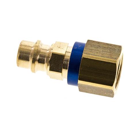 Messing DN 7.2 (Euro) Blauw-Coded Luchtkoppeling Insteeknippel G 1/4 inch Binnendraad