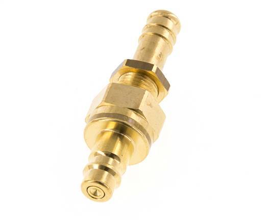 Messing DN 7.2 (Euro) Luchtkoppeling Insteeknippel 10 mm Slangpilaar Schotkoppeling Double Shut-Off