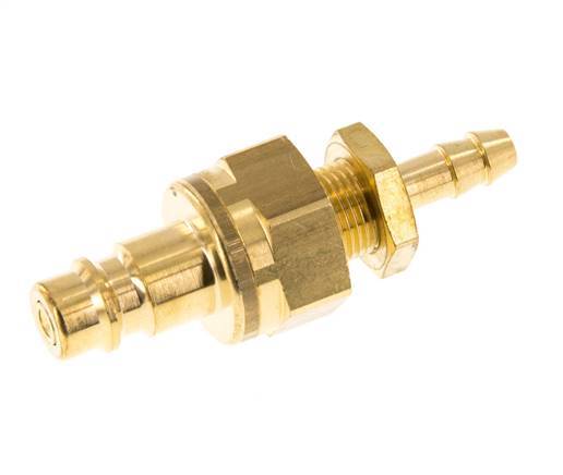 Messing DN 7.2 (Euro) Luchtkoppeling Insteeknippel 6 mm Slangpilaar Schotkoppeling Double Shut-Off