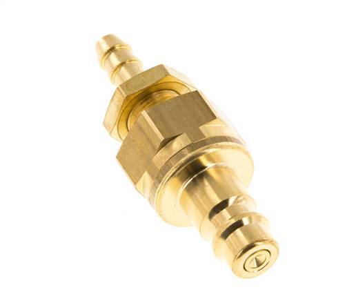Messing DN 7.2 (Euro) Luchtkoppeling Insteeknippel 6 mm Slangpilaar Schotkoppeling Double Shut-Off