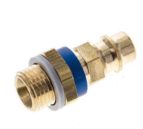 Messing DN 7.2 (Euro) Blauw-Coded Luchtkoppeling Insteeknippel G 1/4 inch Buitendraad