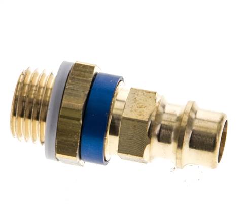 Messing DN 7.2 (Euro) Blauw-Coded Luchtkoppeling Insteeknippel G 1/4 inch Buitendraad