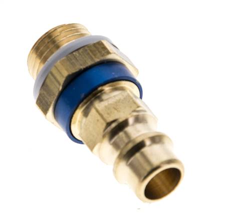 Messing DN 7.2 (Euro) Blauw-Coded Luchtkoppeling Insteeknippel G 1/4 inch Buitendraad