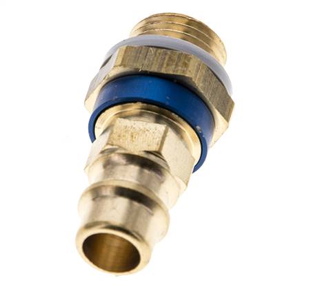 Messing DN 7.2 (Euro) Blauw-Coded Luchtkoppeling Insteeknippel G 1/4 inch Buitendraad