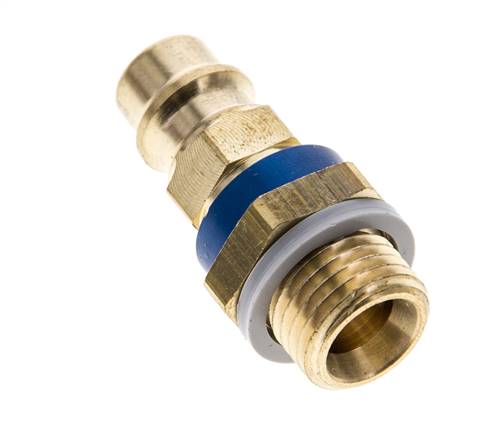 Messing DN 7.2 (Euro) Blauw-Coded Luchtkoppeling Insteeknippel G 1/4 inch Buitendraad