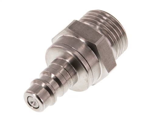 RVS DN 7.2 (Euro) Luchtkoppeling Insteeknippel G 1/2 inch Buitendraad Double Shut-Off