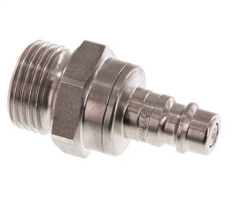 RVS DN 7.2 (Euro) Luchtkoppeling Insteeknippel G 1/2 inch Buitendraad Double Shut-Off