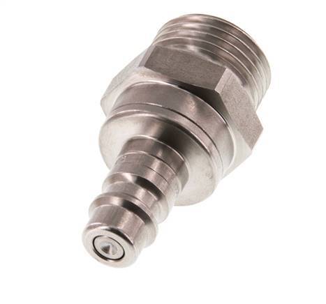 RVS DN 7.2 (Euro) Luchtkoppeling Insteeknippel G 1/2 inch Buitendraad Double Shut-Off